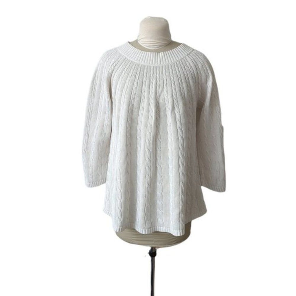 Talbots Cotton Cable Knit Trapeze Sweater